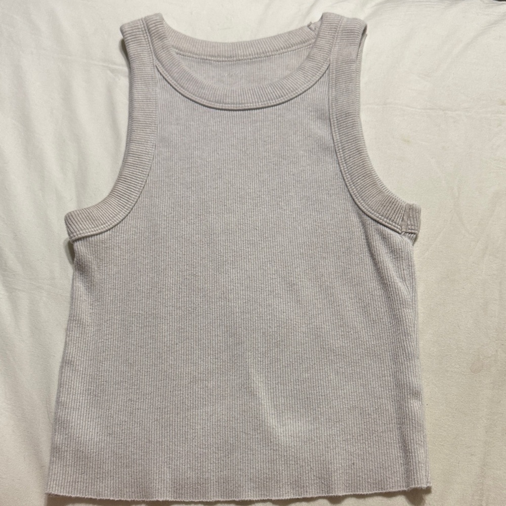 Aerie Gray Ribbed Tank Top